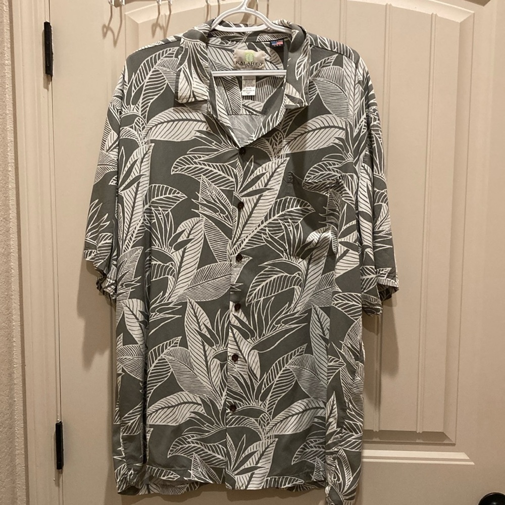 Kalaheo Men’s Sz 3XL Hawaiian Tropical Leaf Print Made in Hawaii Breezy Cool